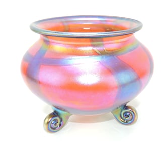 Muller art glass footed vase, 6 1/2"h,