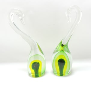 Murano MCM pair of swans, 13"