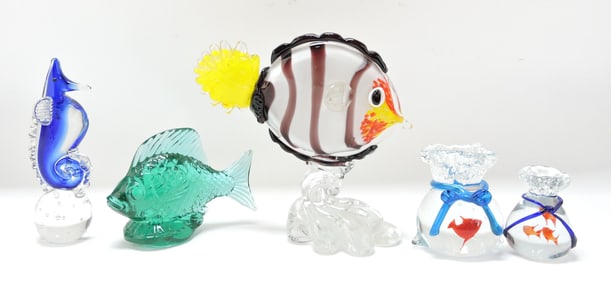 Murano MCM lot of 4 fish and a