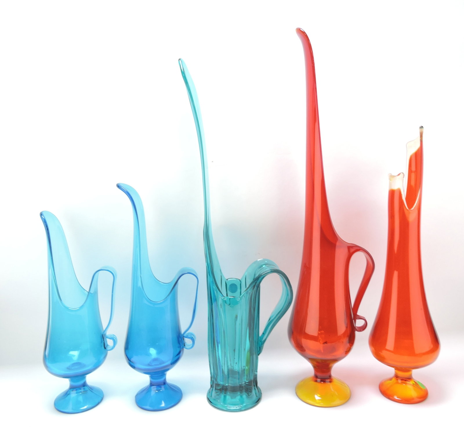 Murano MCM swung vases,: 14" to 25"