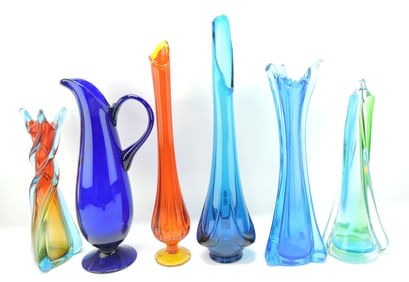 MCM lot of 5 vases and 1 ewer,