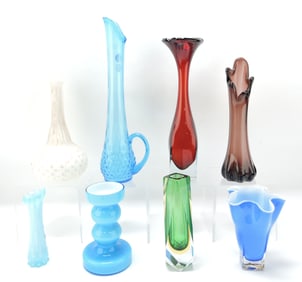 MCM lot of 8 vases, 5" to 14"