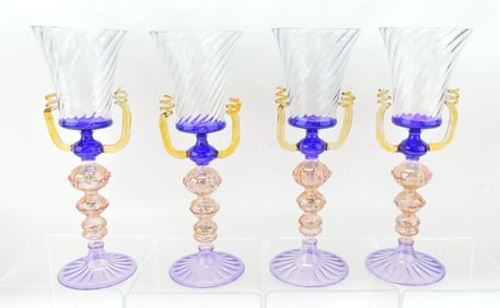 Murano MCM lot of 4 wine goblets,