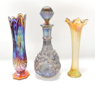 Carnival glass lot of 3 pcs: