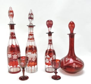 Bohemian etched ruby flash lot