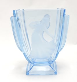 Blue crystal Art Deco vase with