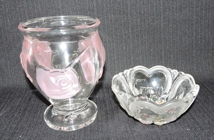 Crystal vase 6", and bowl 5" with