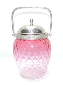 Cranberry diamond biscuit jar 8"