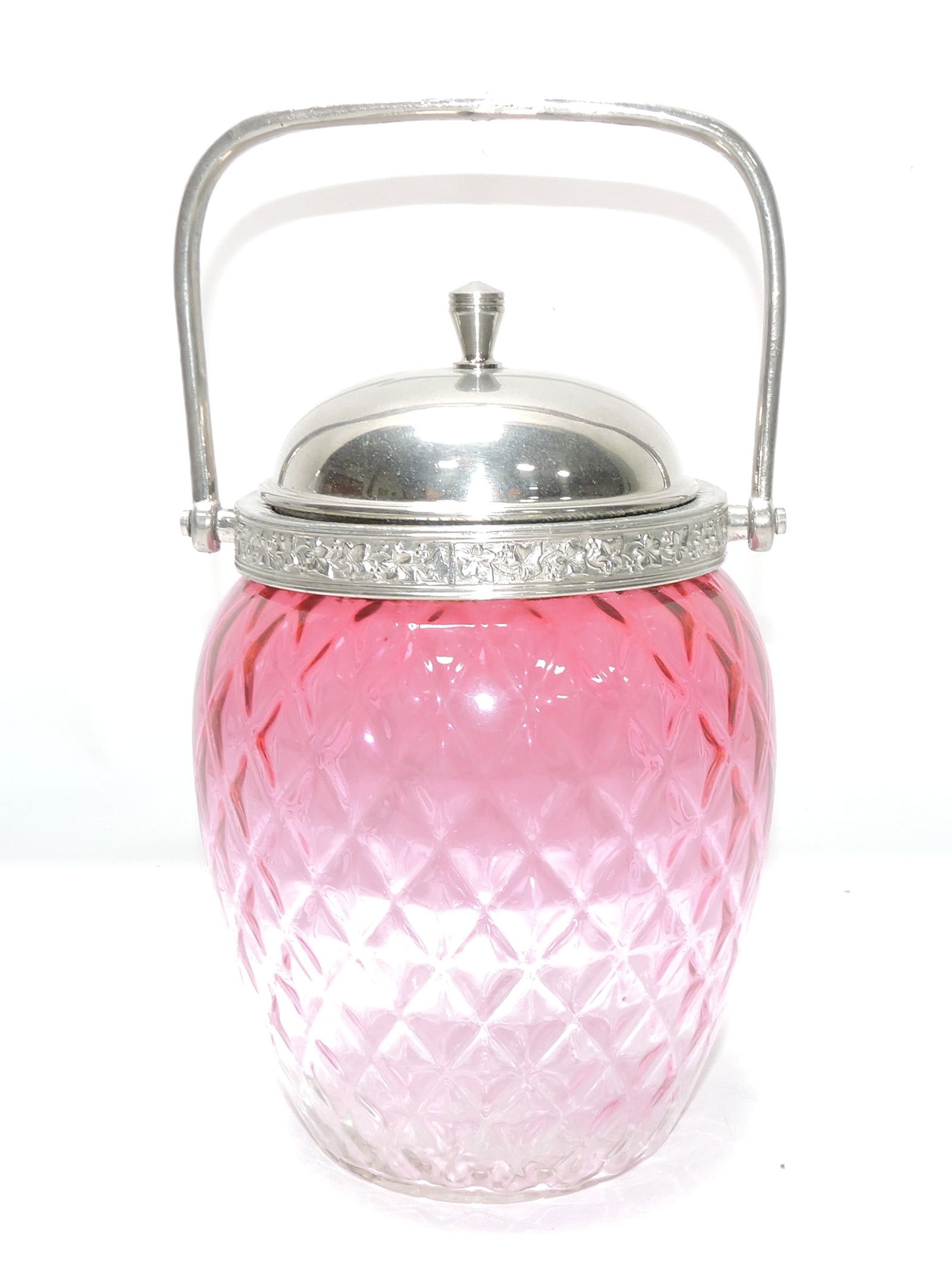 Cranberry diamond biscuit jar 8" (1 of 1)