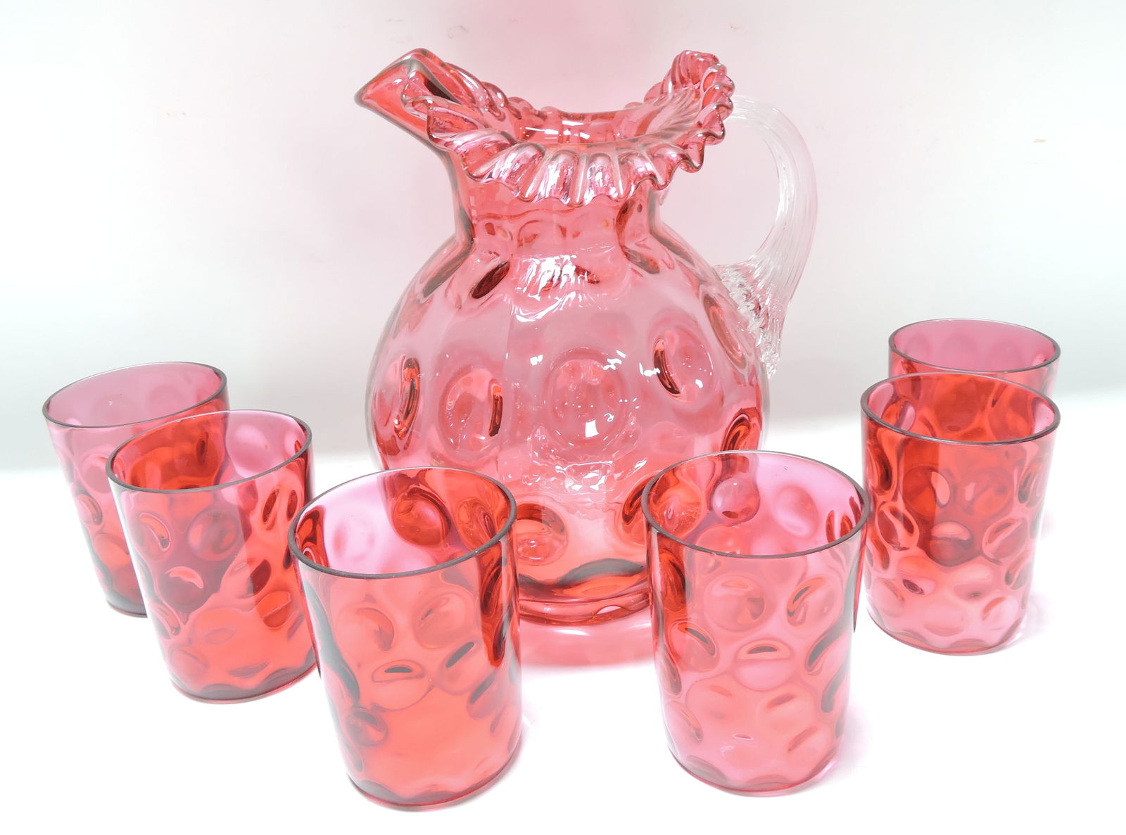 Fenton cranberry coin dot 7 pc (1 of 1)