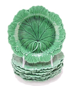 Wedgwood dark green majolica set of