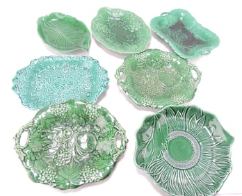Majolica dark green lot of 8 trays,
