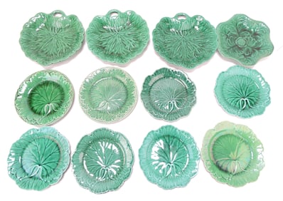 Wedgwood dark green majolica lot of
