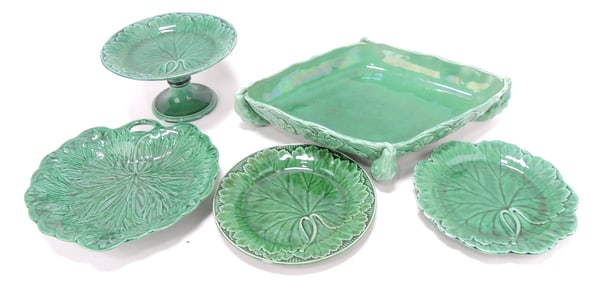 Wedgwood dark green majolica lot of