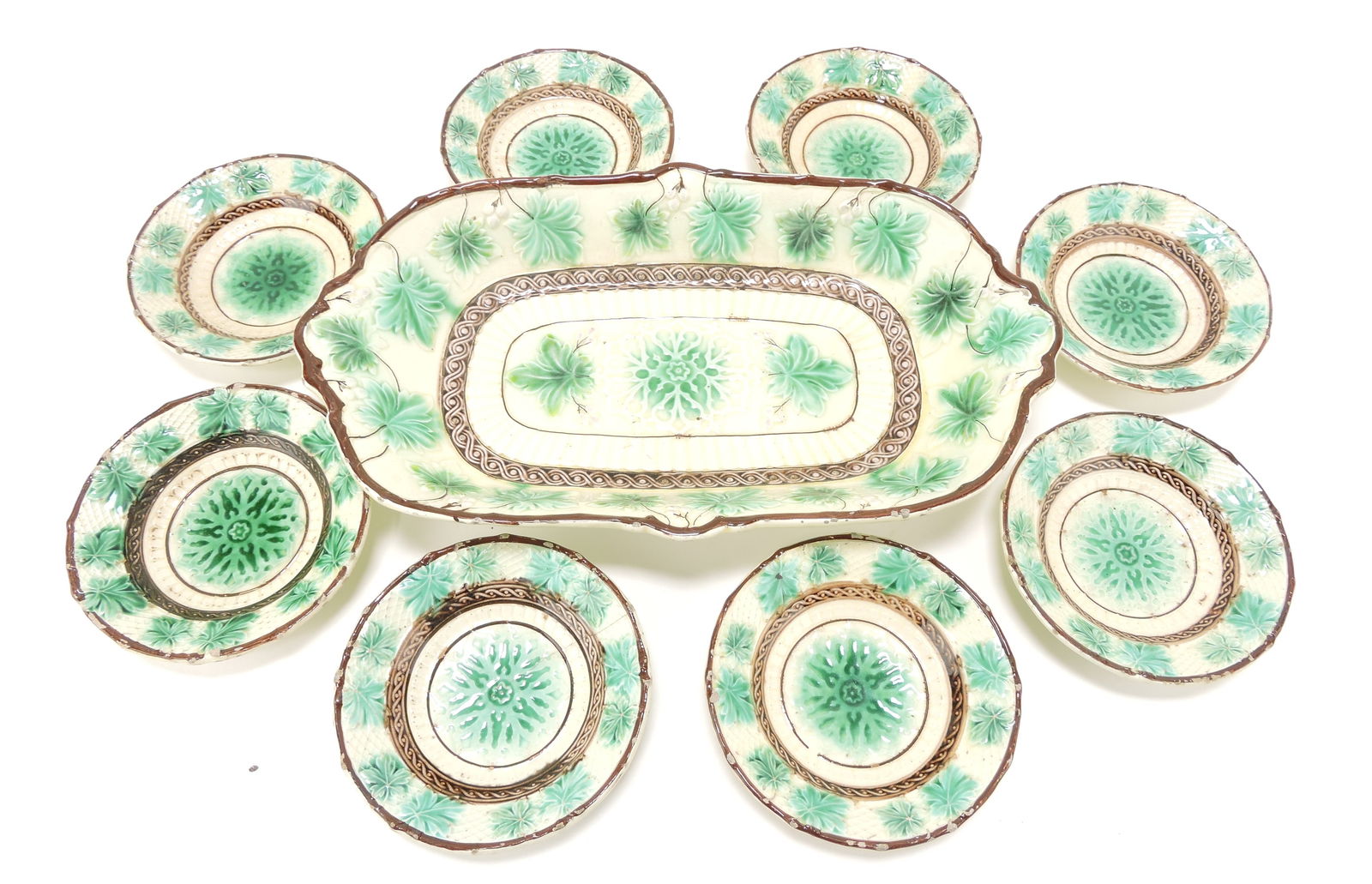 Majolica 9 piece ice cream set, (1 of 1)
