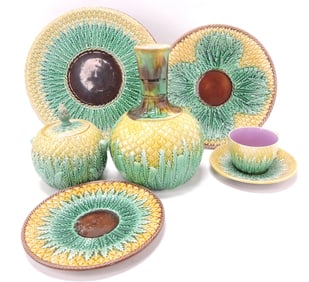 Majolica pineapple lot of 6 pieces,