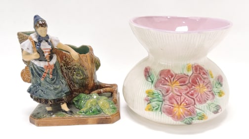 Majolica B. Bloch lady figural match