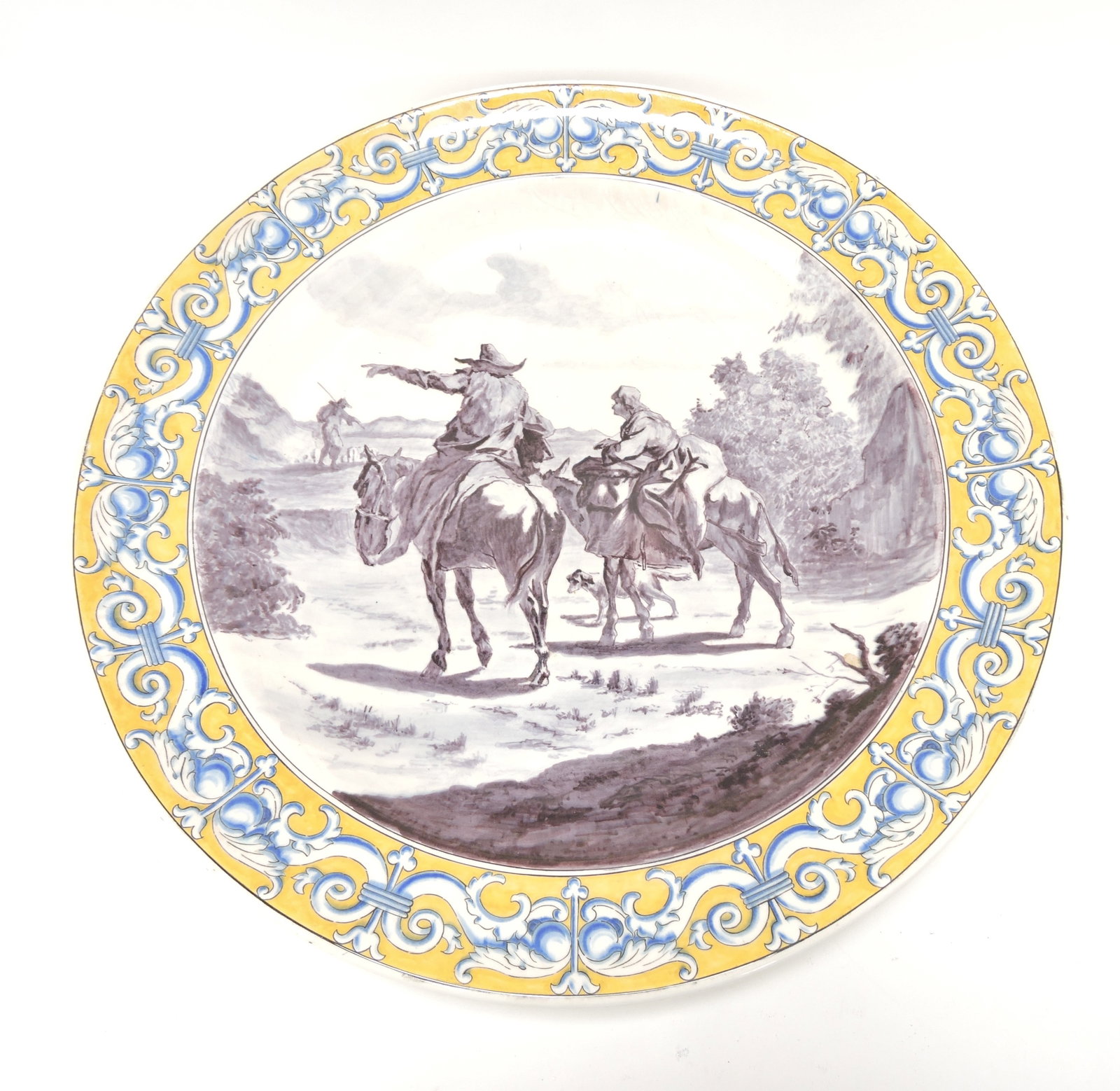 Large Italian majolica charger,: 19 1/2"