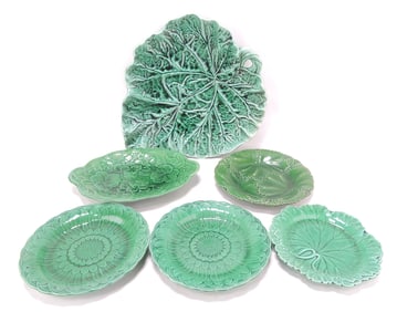 Majolica dark green lot of 6 trays and