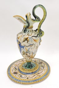 Italian Cantagalli majolica wine ewer