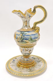 Italian Cantagalli majolica wine ewer