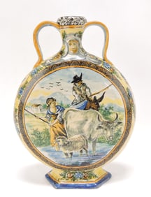 Italian majolica moon flask vase,