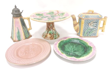 Etruscan majolica lot of 5 pieces,