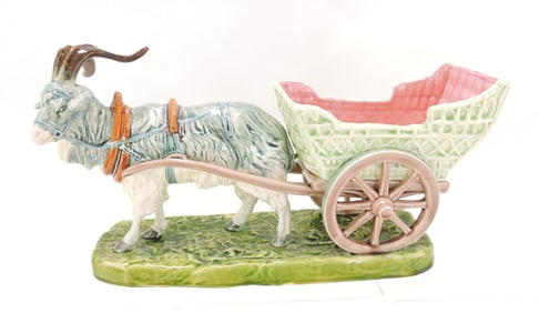 Continental majolica figure of goat