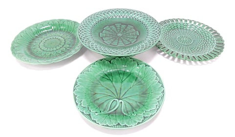 Minton dark green majolica comport