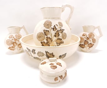 Avalon majolica 5 piece chamber set,