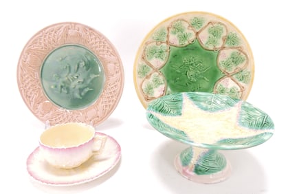 Etruscan majolica lot of 4 pieces,