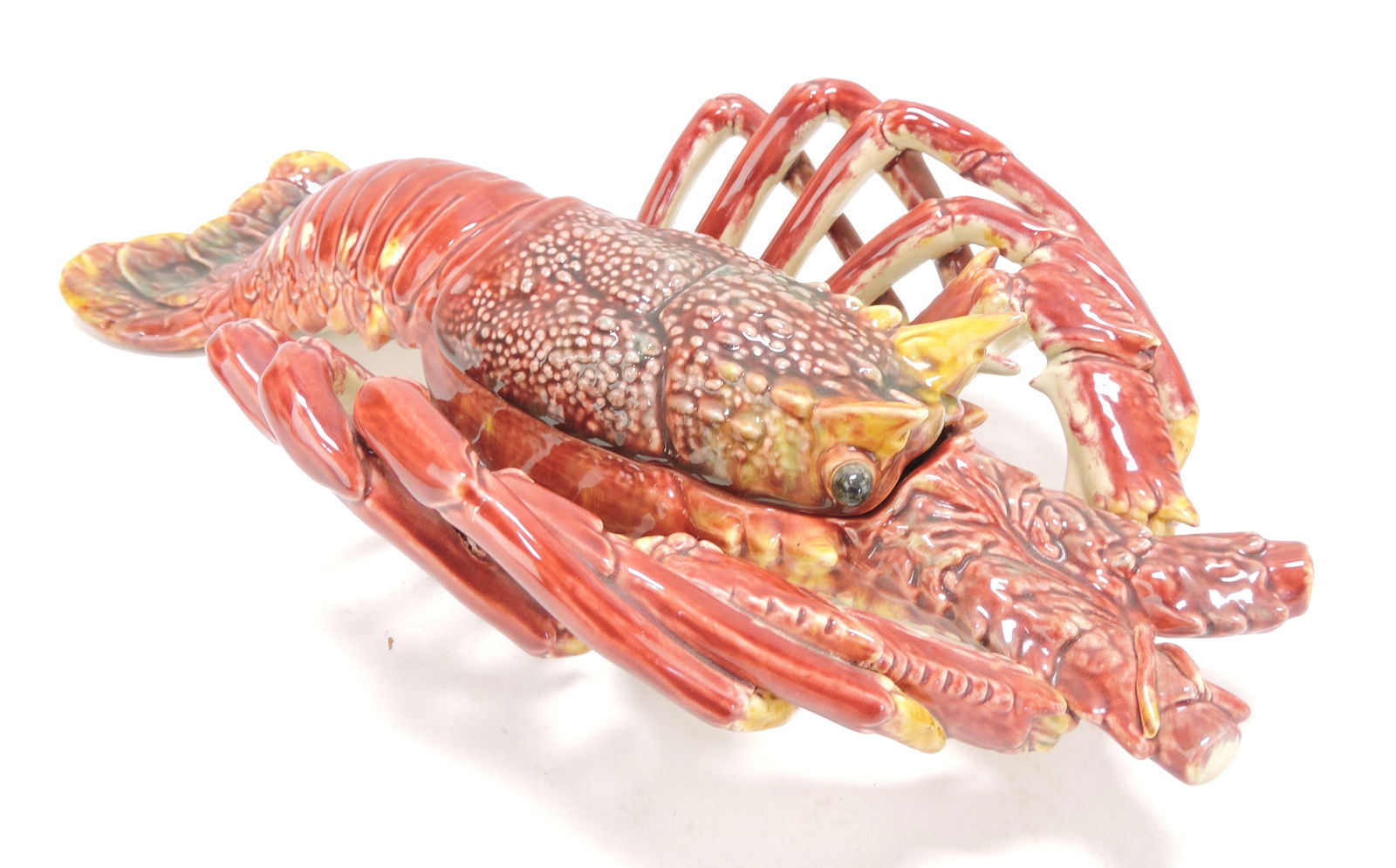 Contemporary majolica lobster dish,: 17"l, 5"h