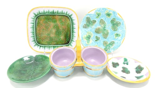 George Jones majolica lot of 5 pieces,