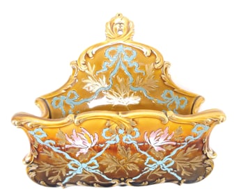Sarreguemines majolica wall pocket,