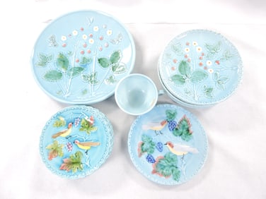 German majolica lot of 14 pieces of