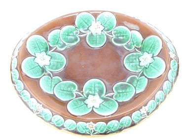 Majolica pond lily tray, 13"