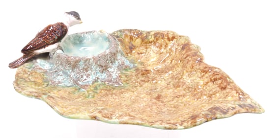 Majolica leaf form serving tray with