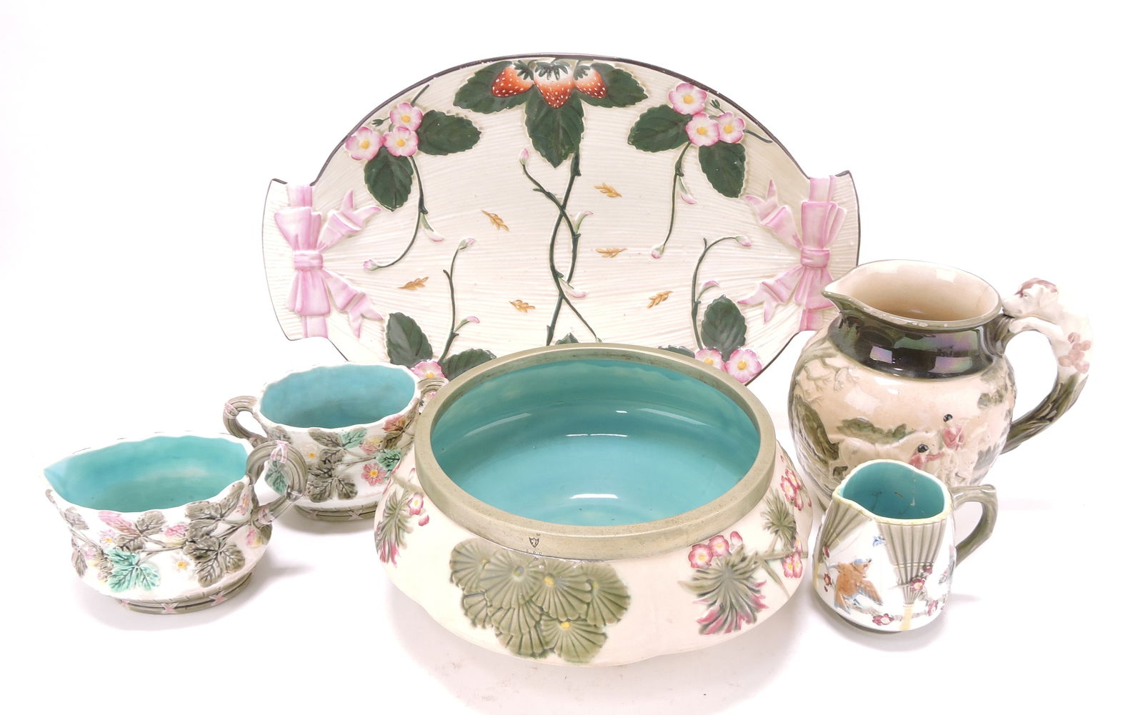 Wedgwood Argenta majolica lot of: 6 pieces, various condition