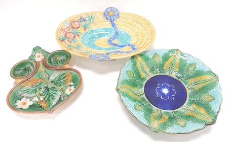 Wedgwood majolica lot of 3 pieces,