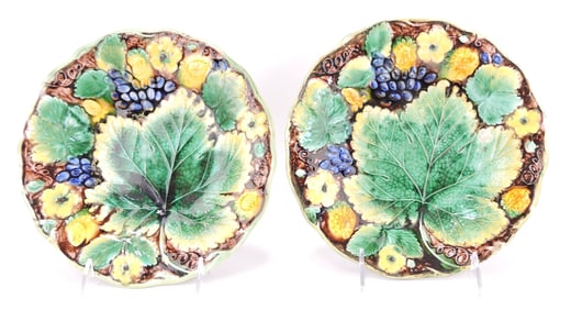 Samuel Alcock majolica pair of