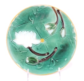 Holdcroft majolica pond lily plate,