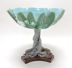 Holdcroft majolica water lily comport