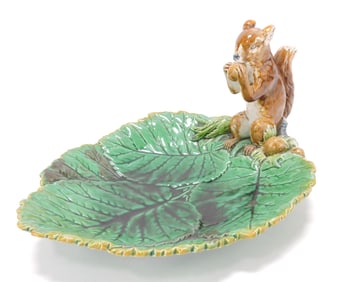 Minton majolica leaf server with