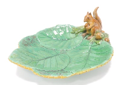 Minton majolica leaf server with