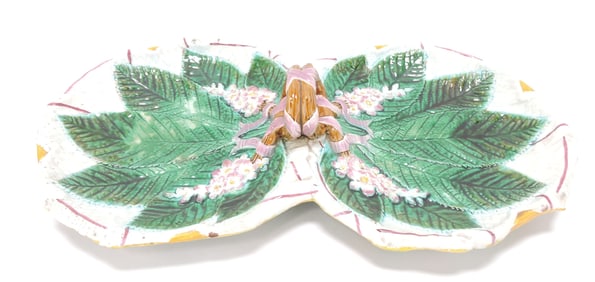 George Jones majolica chestnut leaf