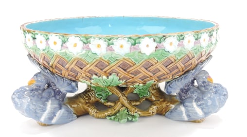 Minton majolica table center with