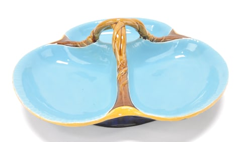 Minton majolica trifoil server with
