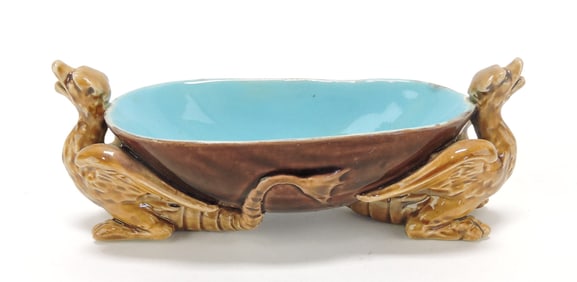 Minton majolica figural salt with
