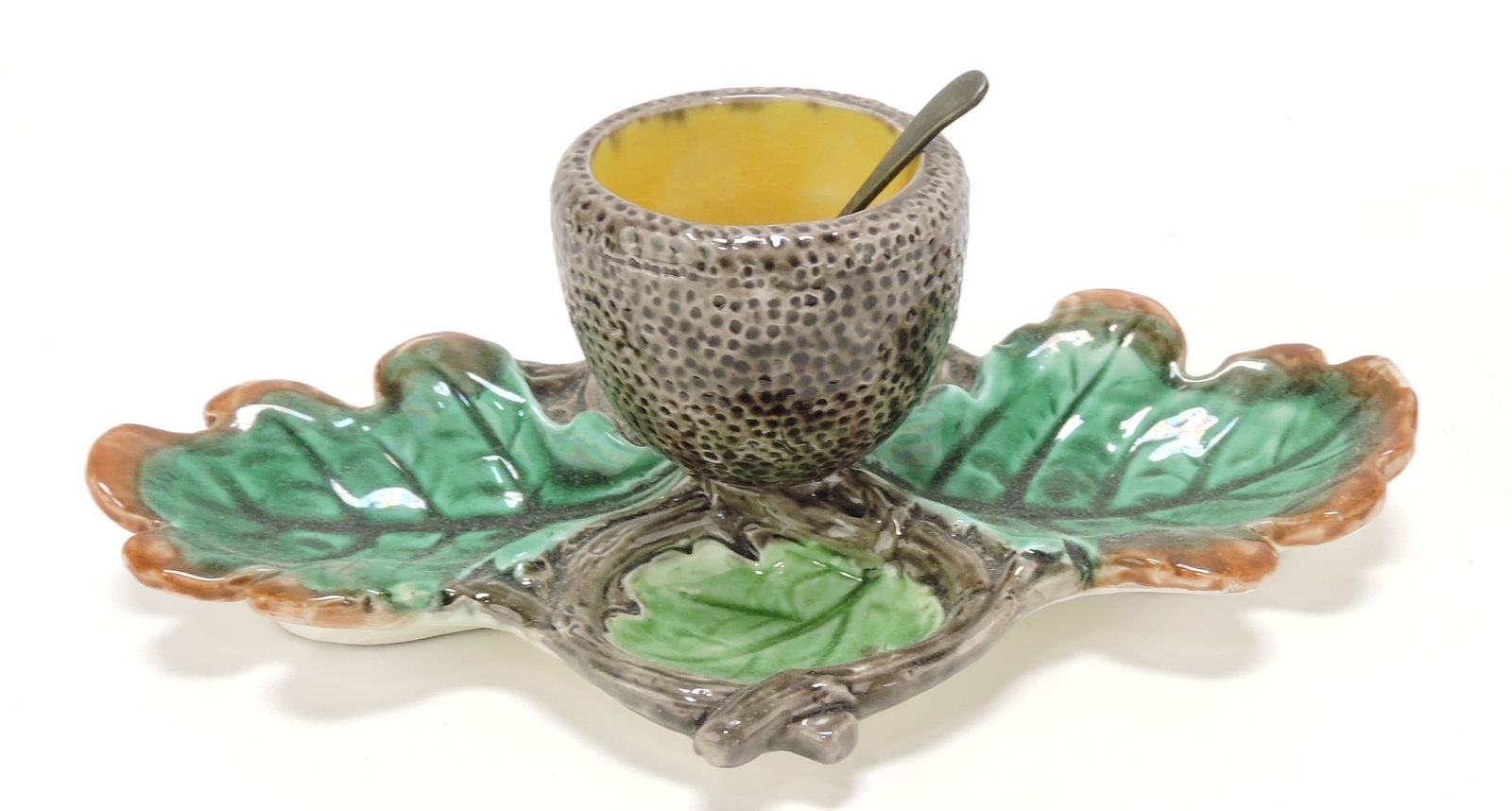 Wedgwood acorn and oak leaf: figural salt, 2 1/2"h, 7"w