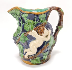 Minton majolica wine jug with